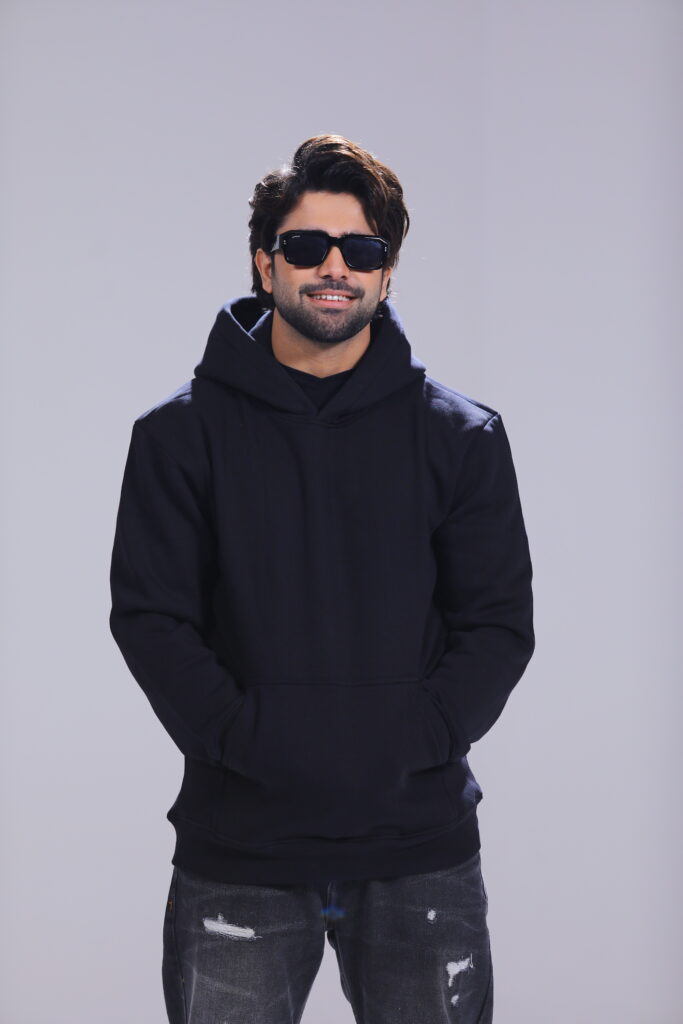Men Plain Black Hoodie