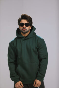 Men Plain Dark Green Hoodie SweatShirt Regular Fit