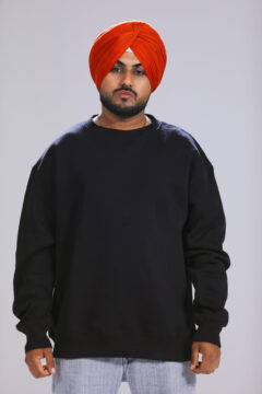 Men Plain Black Sweatshirt Oversized