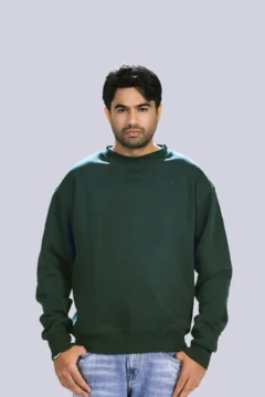 Men Plain Dark Green Sweatshirt Oversized
