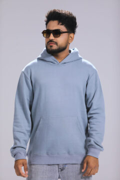 Men Plain Grey Hoodie Sweatshirt Regular Fit