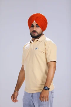 Men Beige Polo T-Shirt