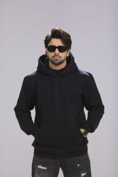 Men Plain Black Hoodie